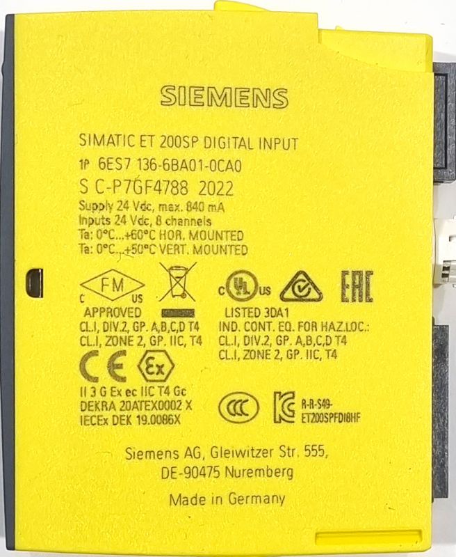 6ES7136-6BA01-0CA0 F-DI 8 x 24VDC HF pro ET 200SP Siemens